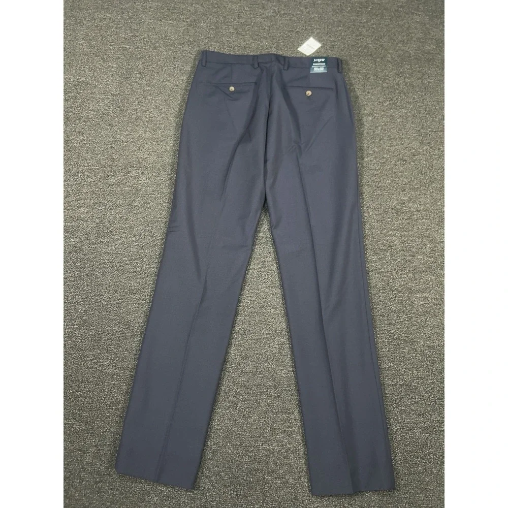 New J Crew Thompson Dress Pants Men 30x32 (Fits 32x32) Blue Tapered Wool Stretch